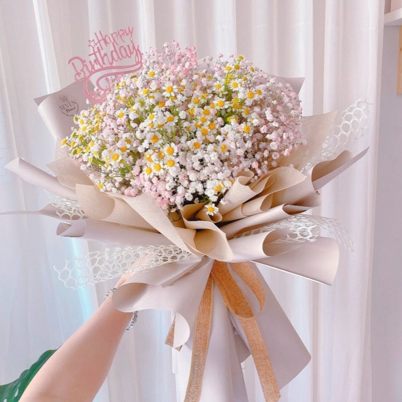 Baby Breath Chamomile Flower Bouquet | (Klang Valley Delivery Only)