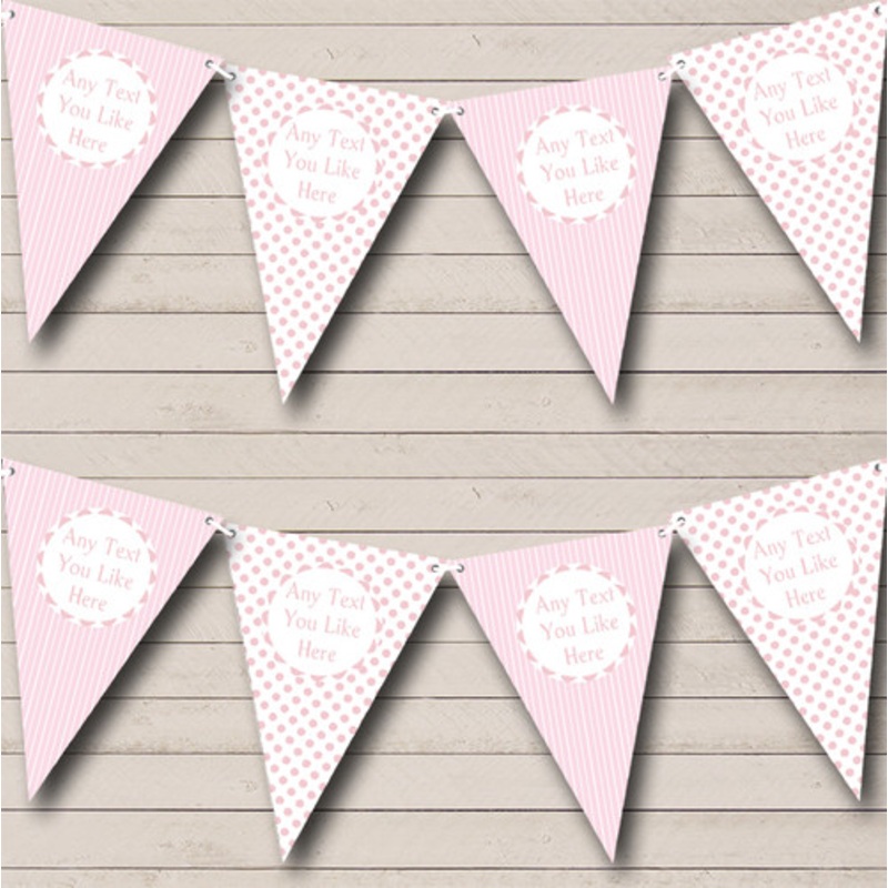 Baby Girl Pink Dots and Stripes Personalised Children’s Birthday Party Bunting – The Card Zoo