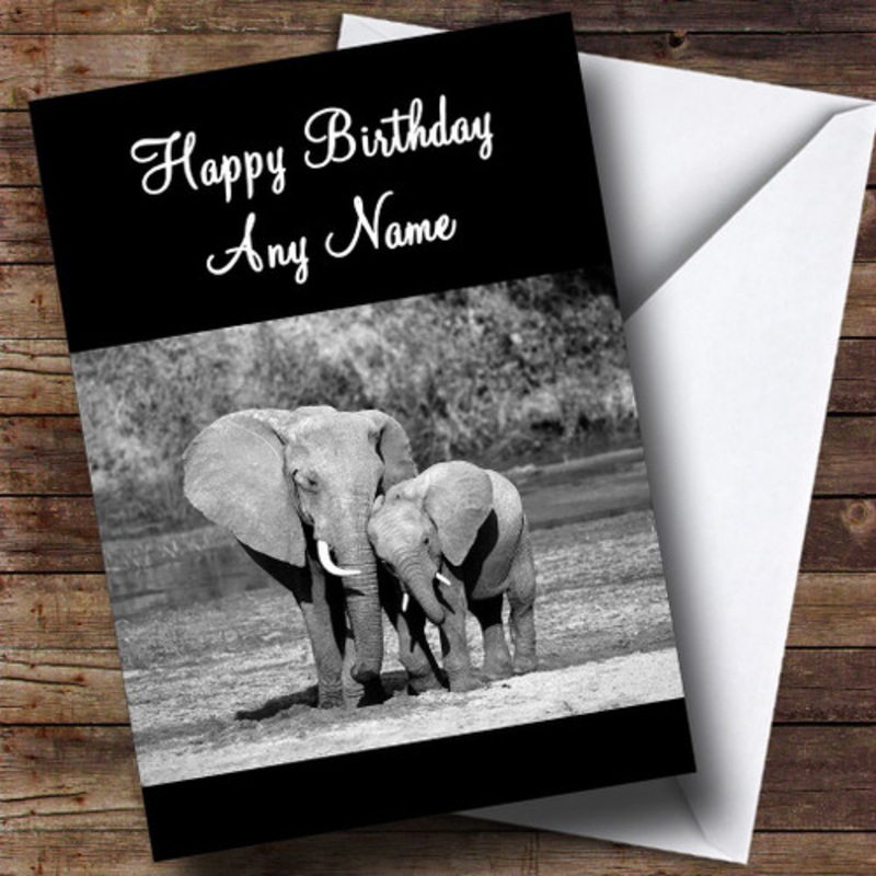 Black and White Elephant Personalised Birthday Card – The Card Zoo