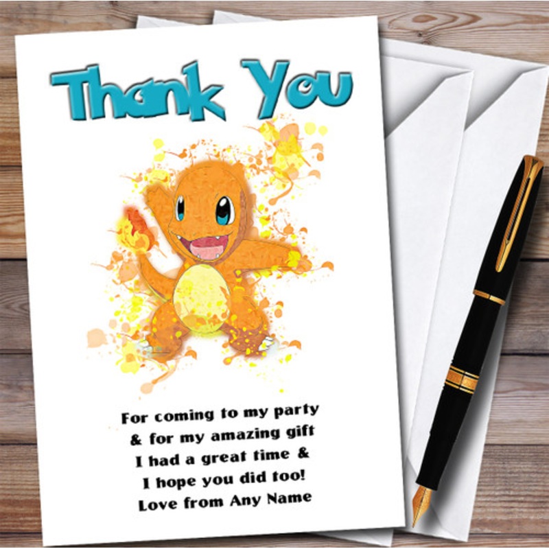 Charizard Pokemon Splatter Art Children’s Birthday Party Thank You Cards – The Card Zoo