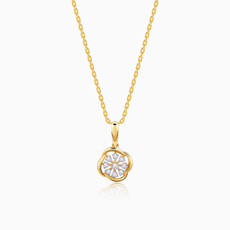 Gold Blume Wheel Lab Grown Diamond Pendant