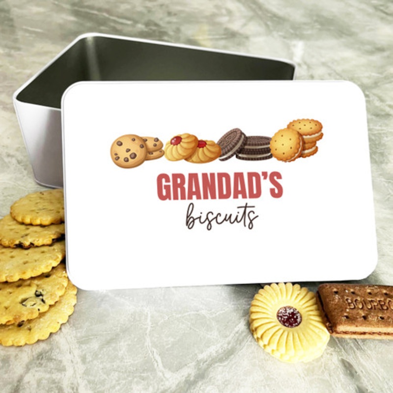 Grandad’s Biscuits Rectangle Personalised Biscuit Tin – The Card Zoo