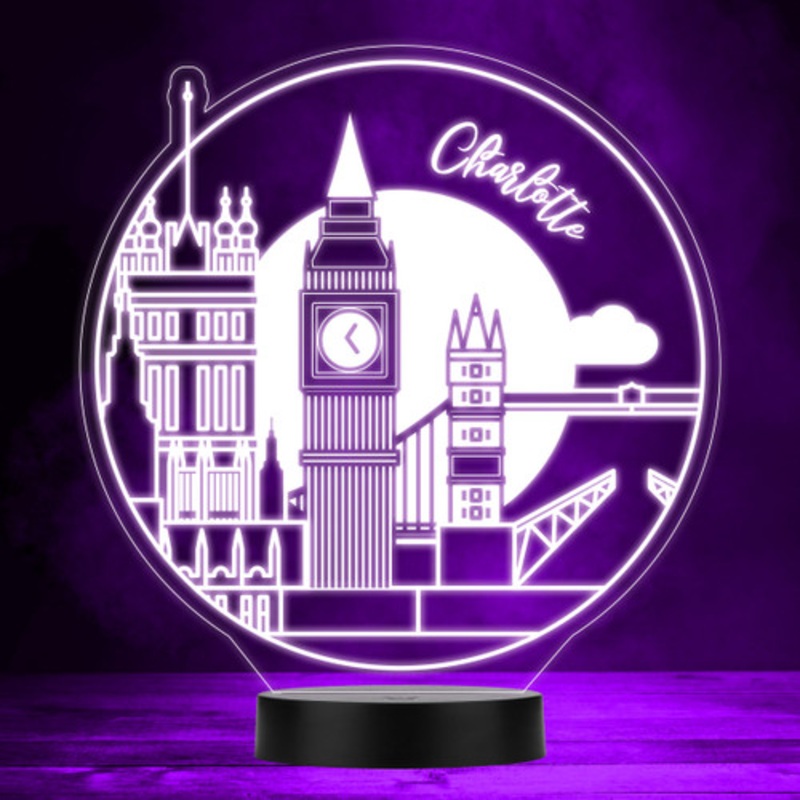 London City Skyline View Round Led Lamp Personalised Gift Night Light – The Card Zoo