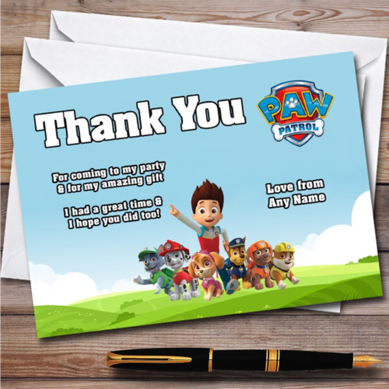 Paw Patrol Pups and Rider Children’s Personalised Birthday Party Thank You Cards – The Card Zoo