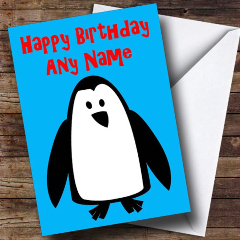 Penguin Cartoon Personalised Birthday Card – The Card Zoo