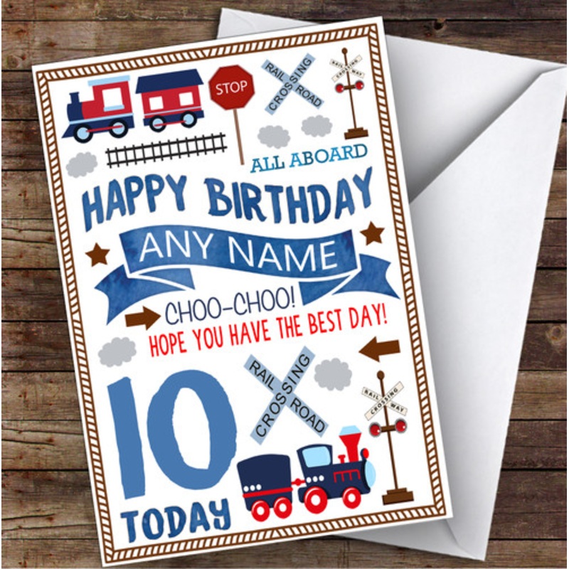 Train and Railway Any Age and Name Personalised Children’s Birthday Card – The Card Zoo