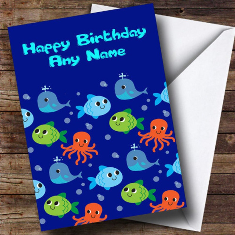 Whale Octopus Fish Personalised Birthday Card – The Card Zoo