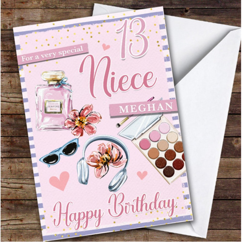 13th Niece Pink Makeup Teenager Custom Personalised Birthday Card – The Card Zoo