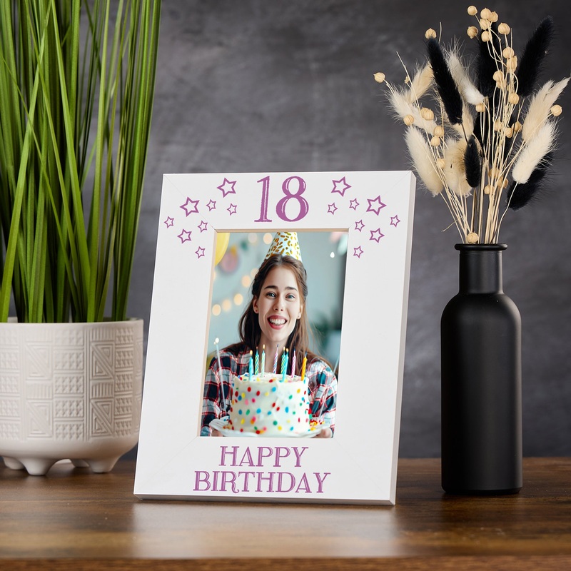 18th Birthday Photo Frame Gift For Her With Star Design