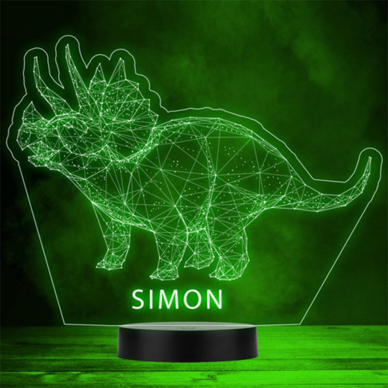 3D Style Triceratops Dinosaur Personalised Gift Colour Change LED Night Light – The Card Zoo