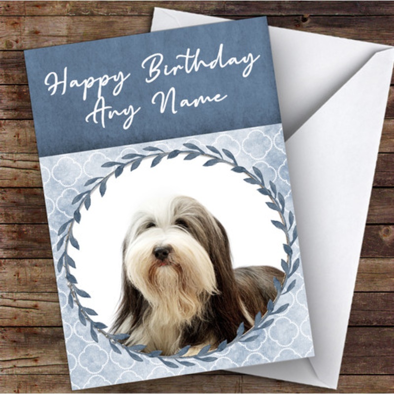 Bearded Collie Dog Blue Animal Personalised Birthday Card – The Card Zoo