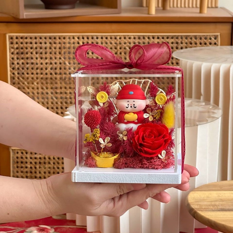 God of Wealth Preserved Flower Box (Preserved Flower) | (Klang Valley Delivery)