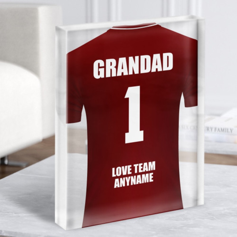Grandad No.1 Football Shirt Claret Dad Father’s Day Gift Acrylic Block – The Card Zoo