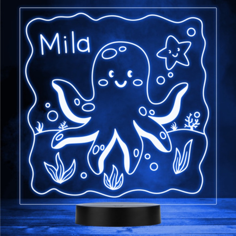 Happy Octopus In The Sea and Starfish Led Lamp Personalised Gift Night Light – The Card Zoo