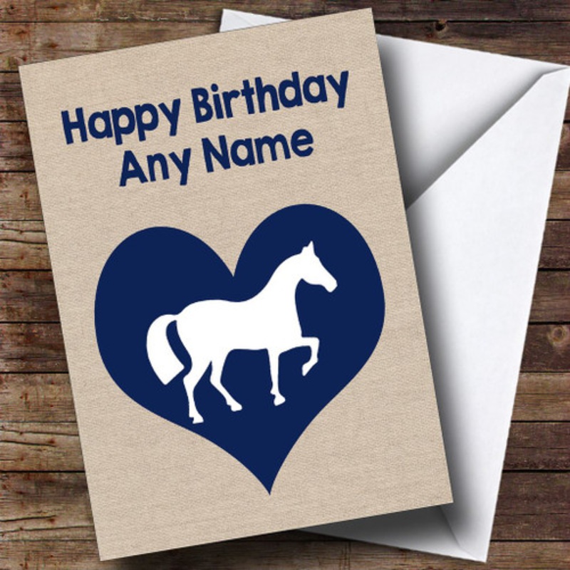 Heart Horse Blue Personalised Birthday Card – The Card Zoo