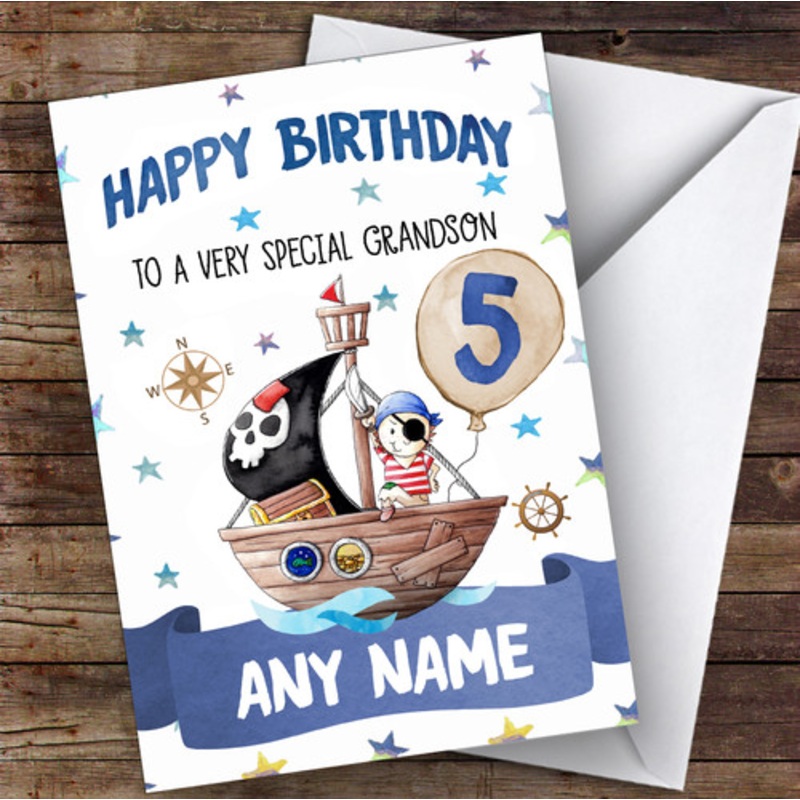 Personalised Boys Birthday Card Pirate 1st 2nd 3rd 4th 5th 6th Grandson – The Card Zoo