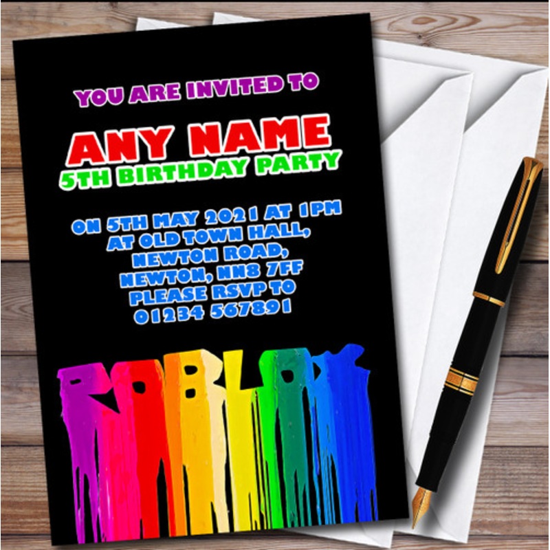 Roblox Rainbow Paint Style Drip Landscape Children’s Birthday Party Invitations – The Card Zoo