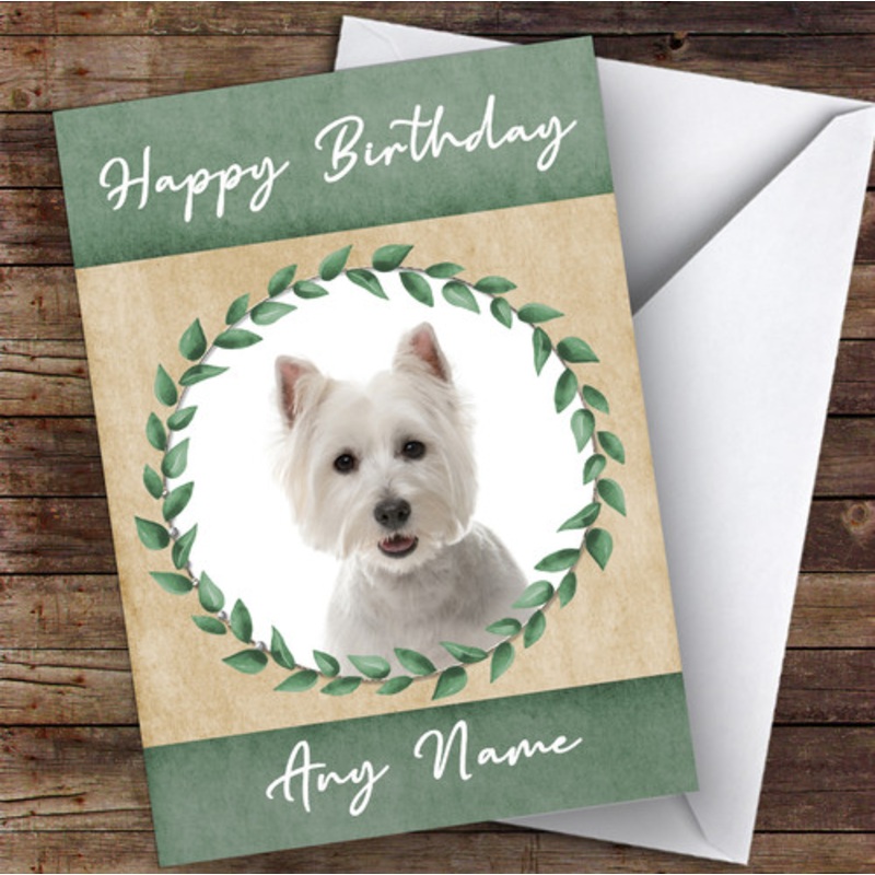 West Highland White Terrier Dog Green Animal Personalised Birthday Card – The Card Zoo