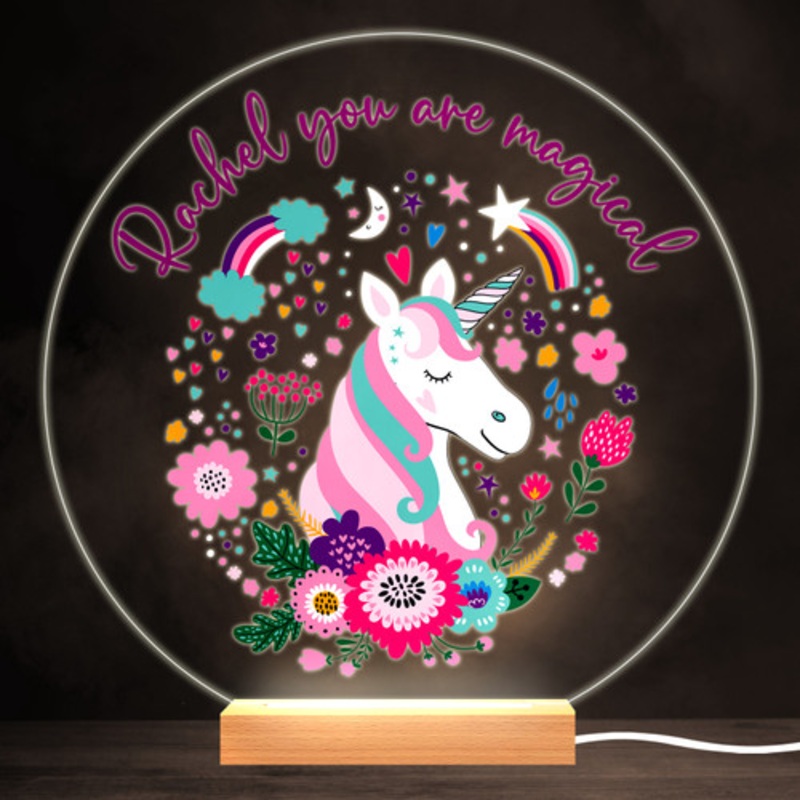 You Are Magical Unicorn Colourful Round Personalised Gift LED Lamp Night Light – The Card Zoo