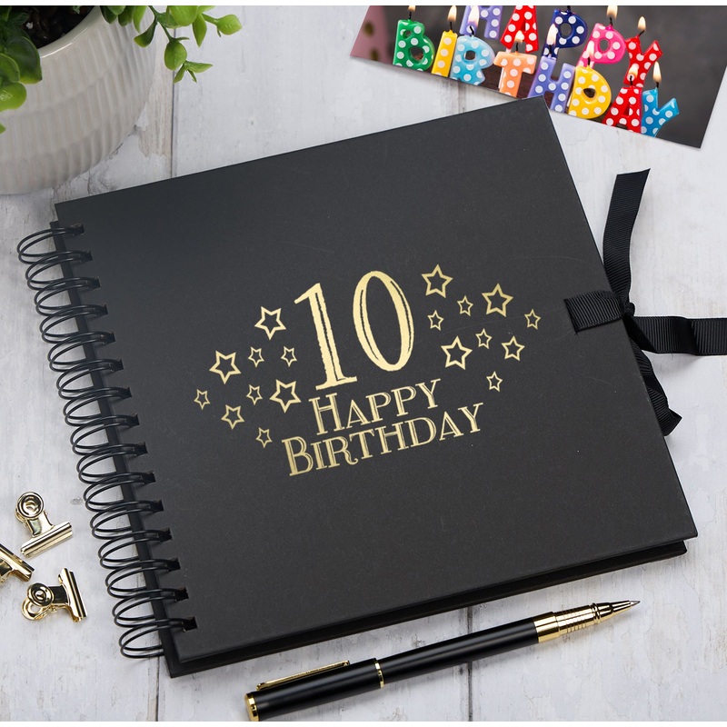 10th Birthday Memory Scrapbook Album With Star Design Various Colours Available