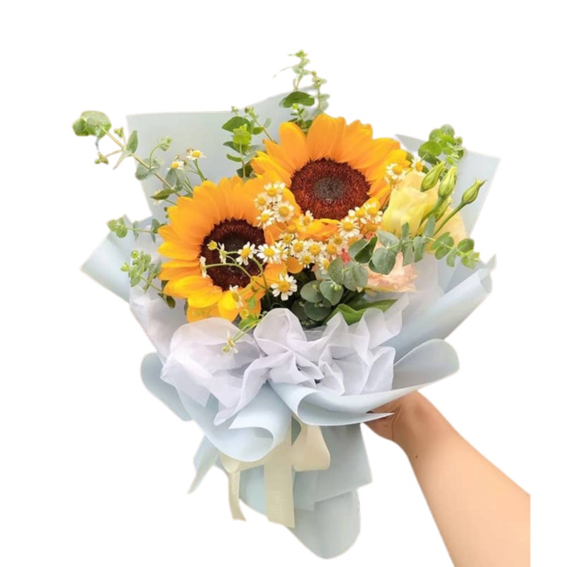 [Fresh Flower] Sunflower White Bouquet (Klang Valley Delivery Only)