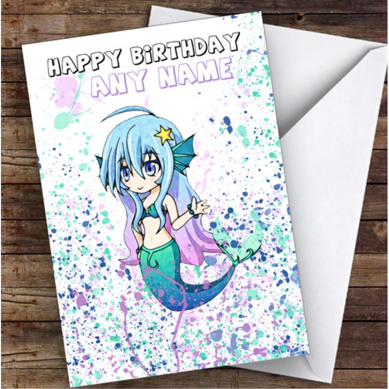 Gatcha Life Mermazing Splatter Art Children’s Kids Personalised Birthday Card – The Card Zoo