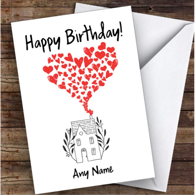 House With Hearts Romantic Personalised Birthday Card – The Card Zoo