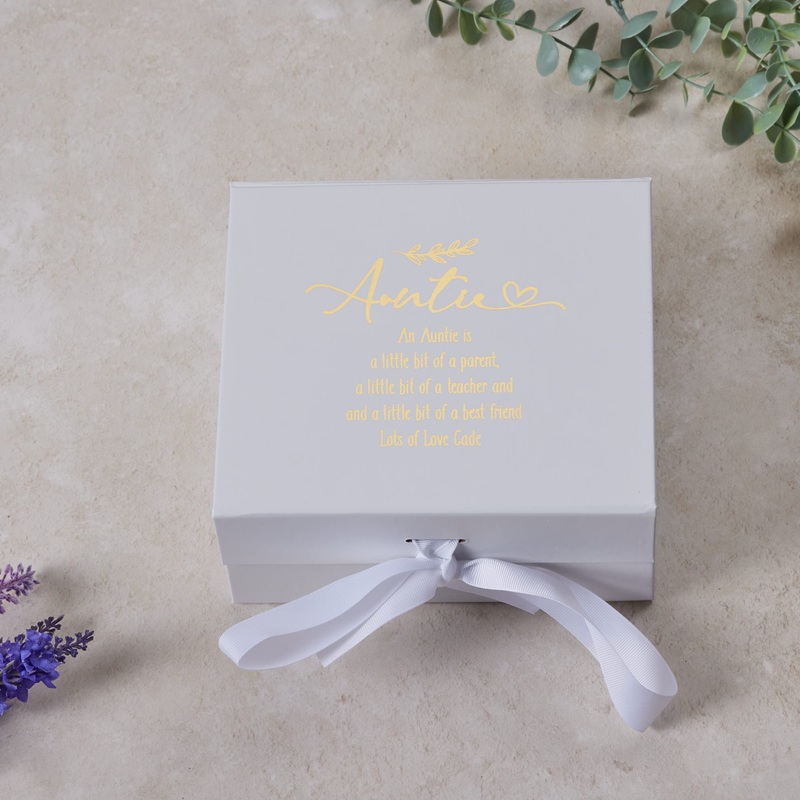 Personalised Auntie White Gift Box With Sentiment