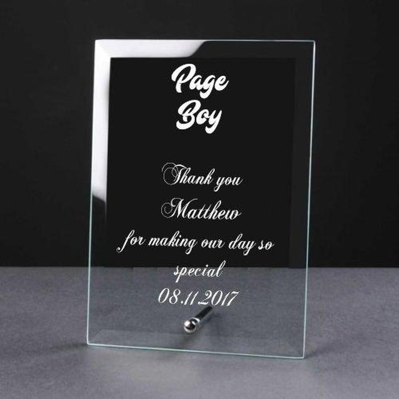 Personalised Engraved Glass Plaque Page Boy Gift