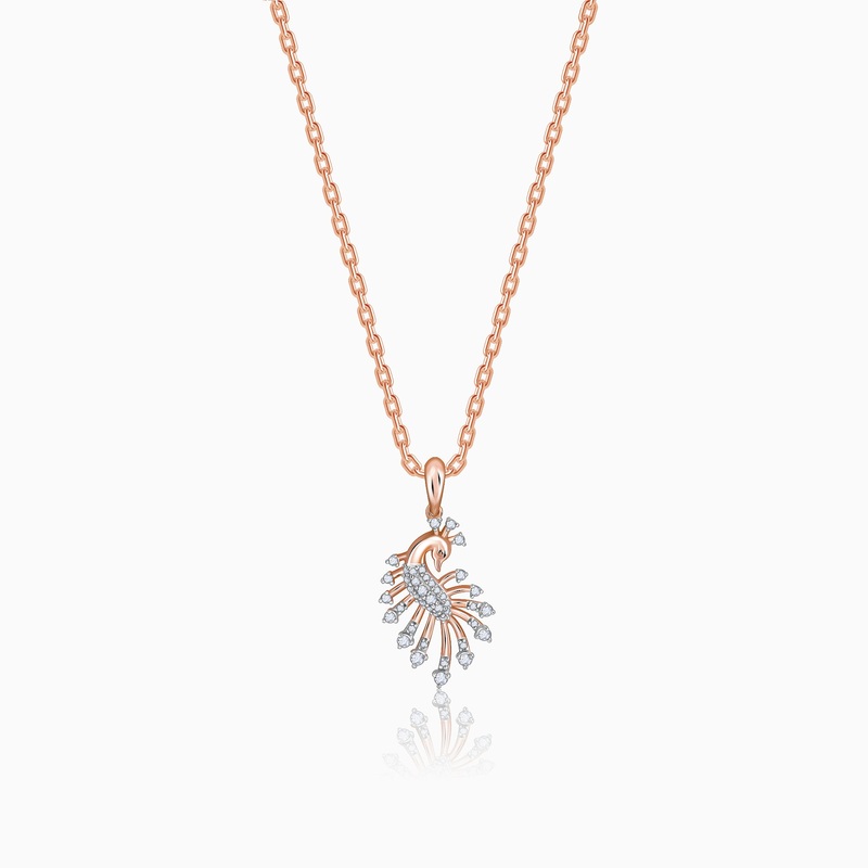 Rose Gold Peacock Diamond Pendant