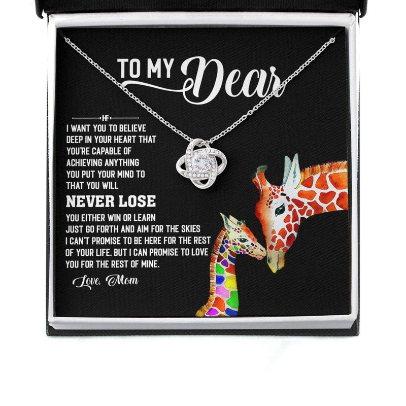 Awareness Necklace: Promise To Love You, Giraffe Meaningful Autism Message Card Love Knot Necklace