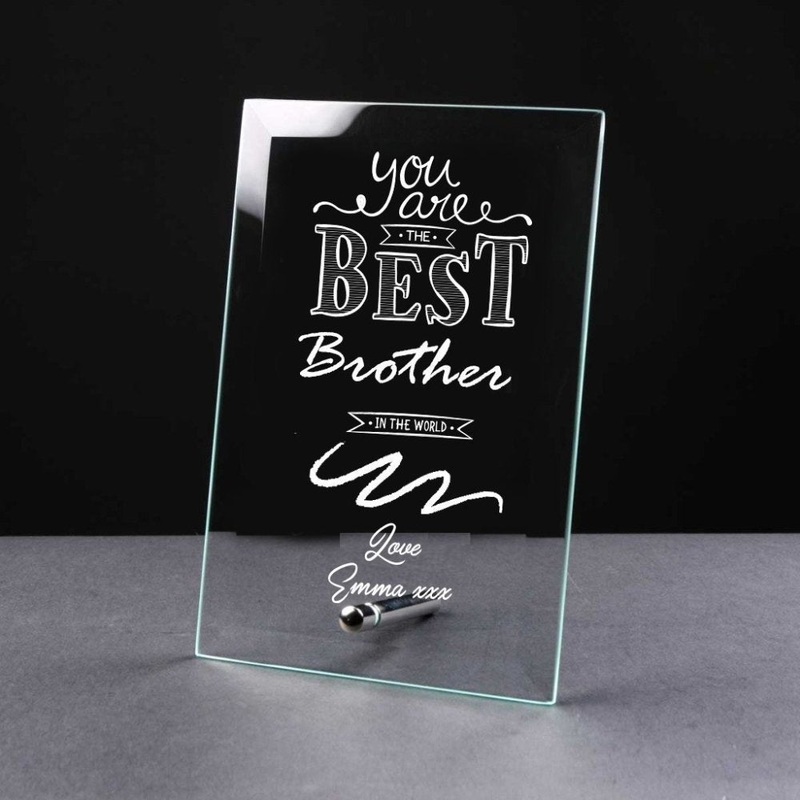 Best Brother Gift Sentiment Personalised Engraved Glass Plaque