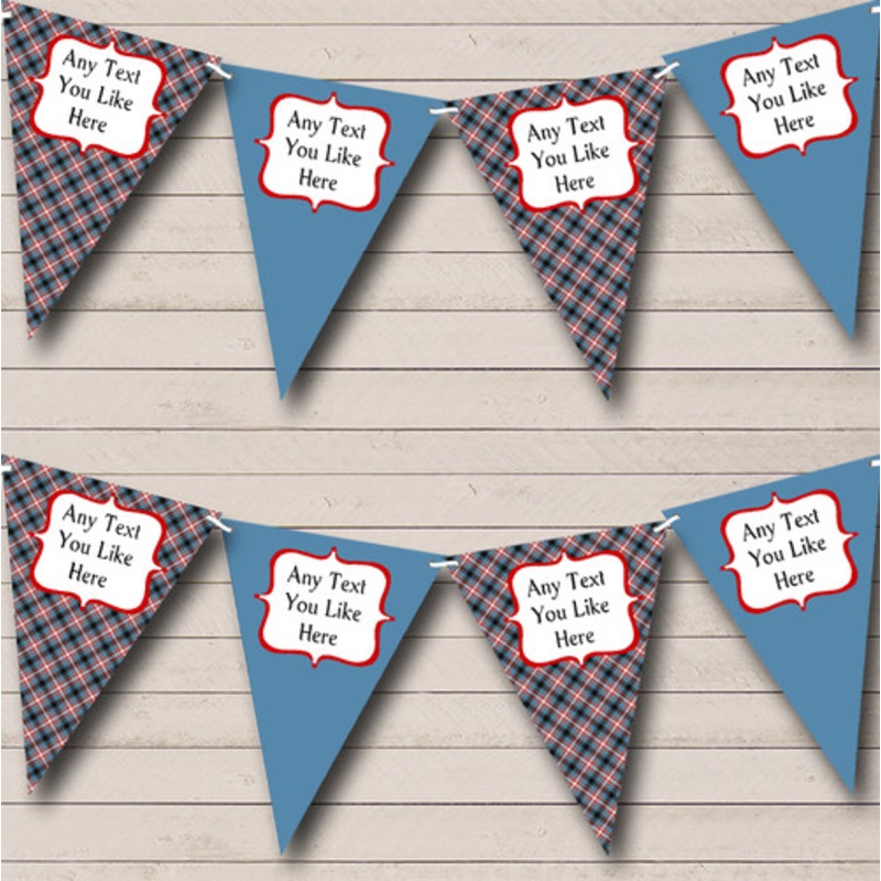 Blue And Red Tartan Personalised Birthday Party Bunting – The Card Zoo