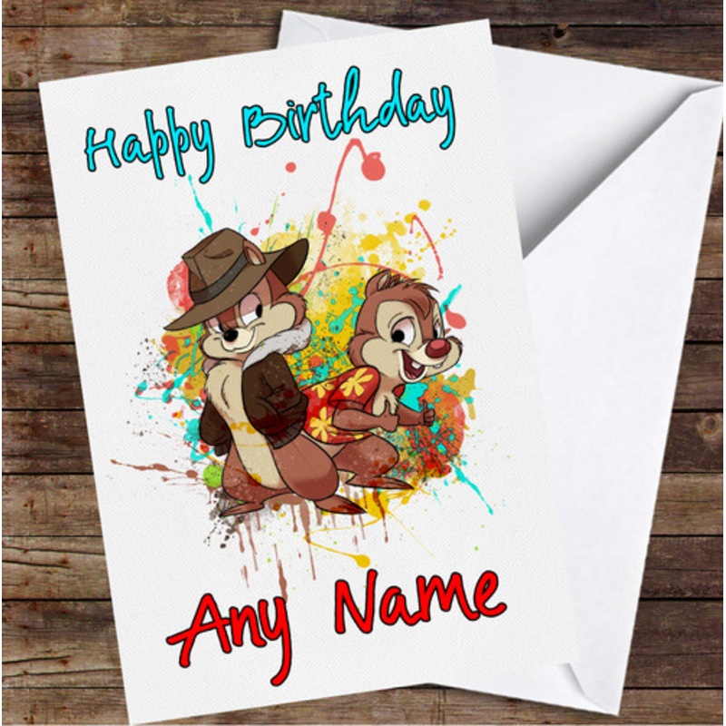 Chip ‘N Dale’s Rescue Rangers Splatter Personalised Birthday Card – The Card Zoo