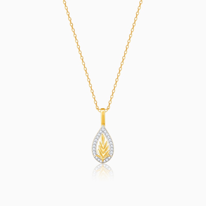 Gold Leafy Glamour Diamond Pendant