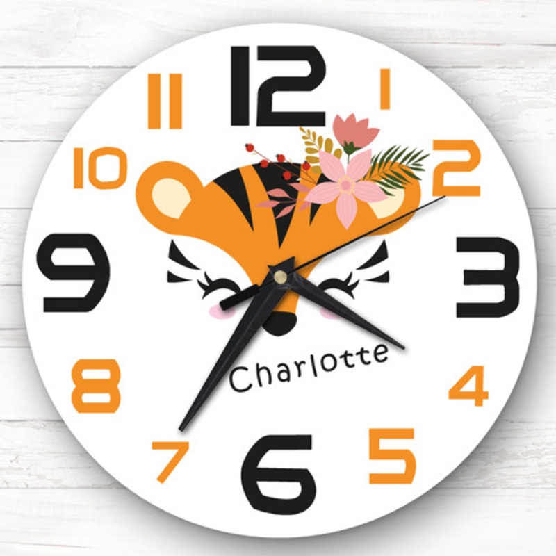 Kids Girls Room Tiger Face Custom Gift Personalised Clock – The Card Zoo