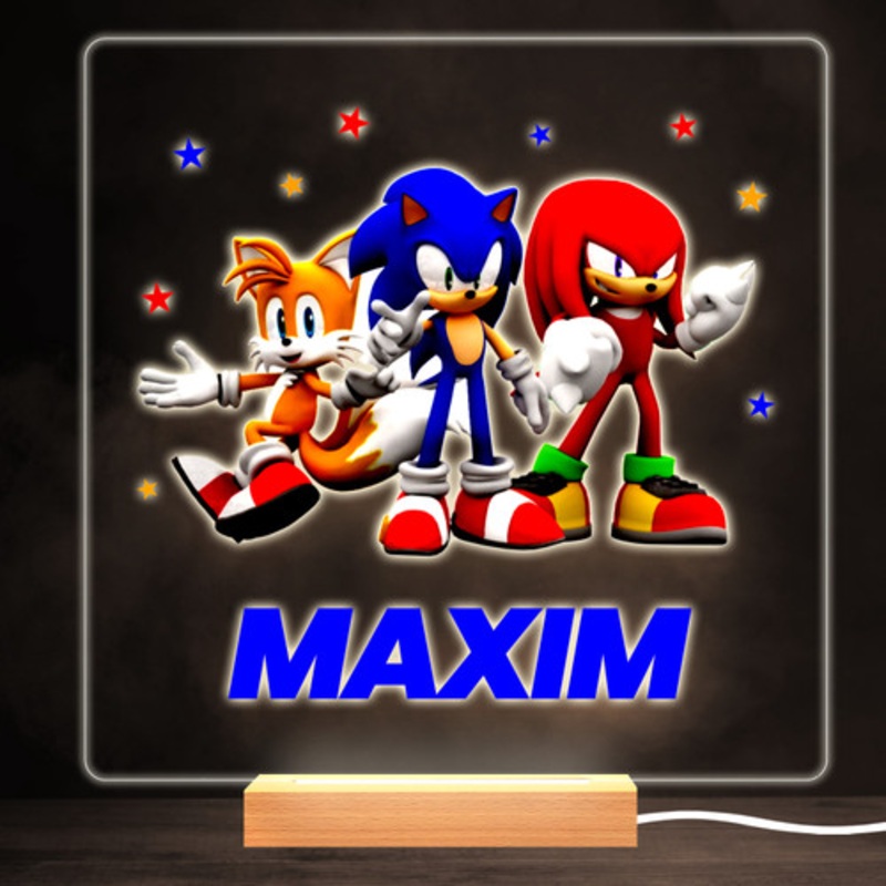 Sonic and Friends Colourful Square Personalised Gift LED Lamp Night Light – The Card Zoo