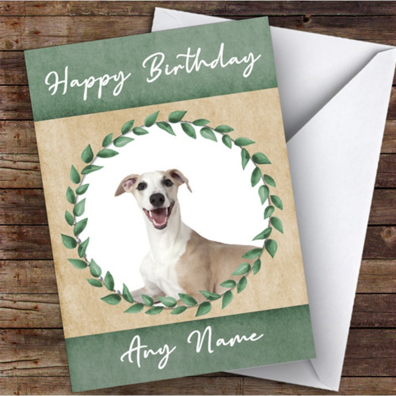 Whippet Dog Green Animal Personalised Birthday Card – The Card Zoo