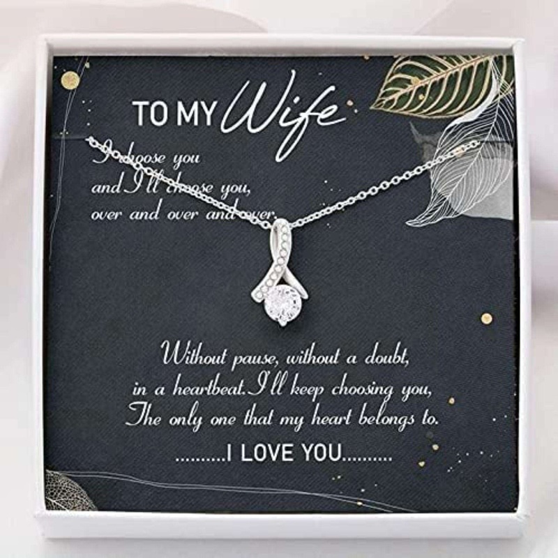 Wife Necklace, To My Wife That You Are My Heart Necklace With Box Message Card, ValentineS Day Necklace For Wife