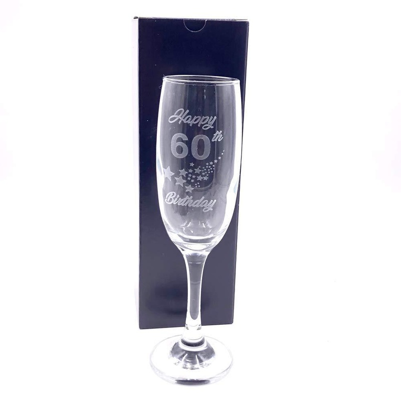 60th Birthday Stars Champagne Flute Glass Gift Boxed