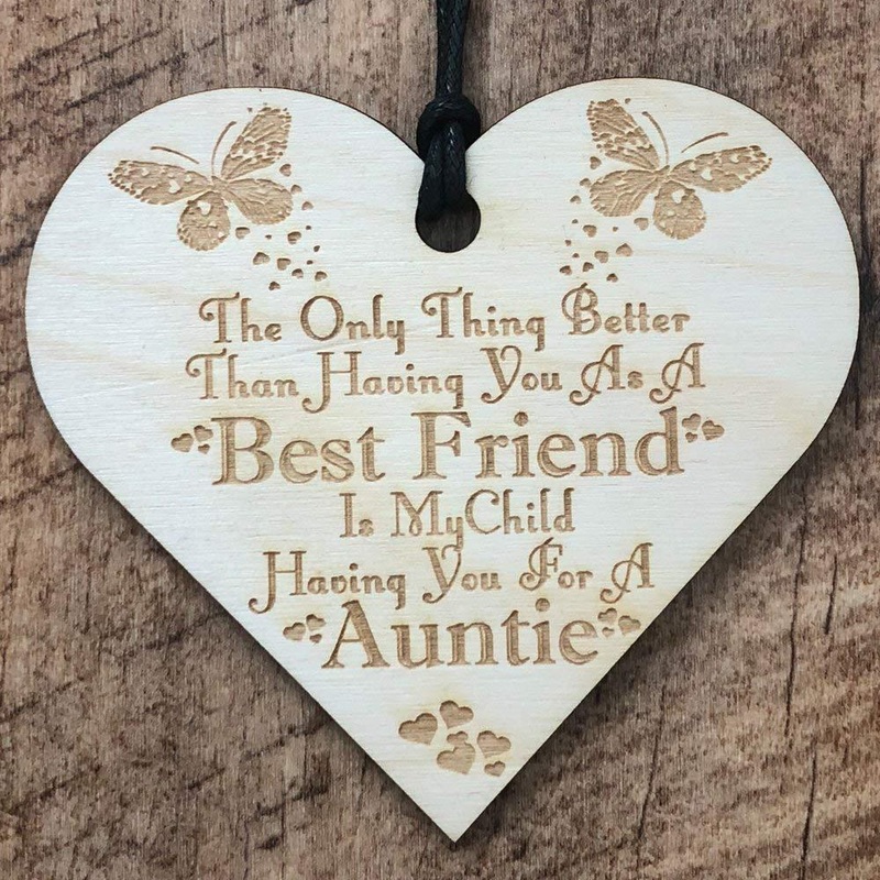 Auntie and Best Friend Heart Wooden Plaque Gift
