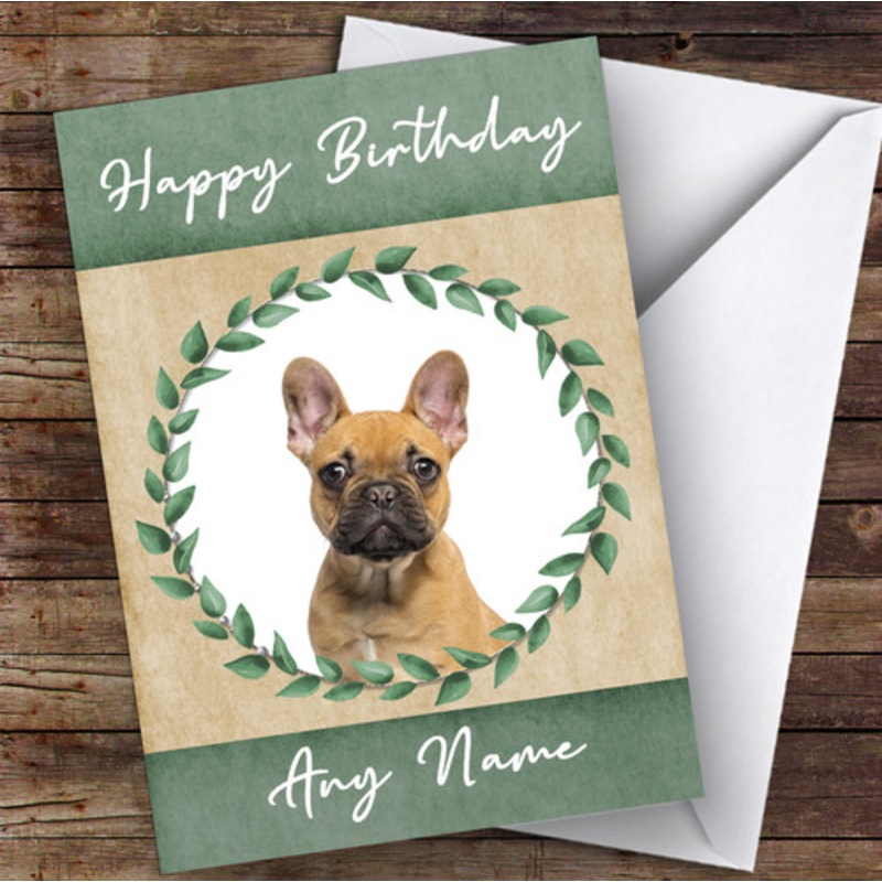 French Bulldog Dog Green Animal Personalised Birthday Card – The Card Zoo