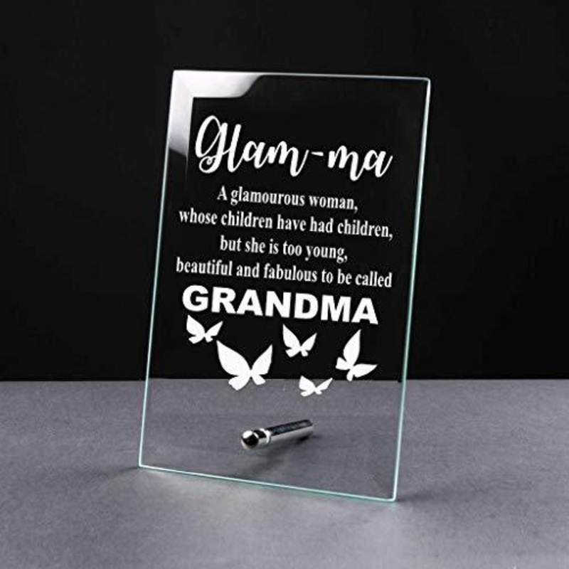 Glam-Ma Fabulous Grandma Gift Glass Plaque With Sentiment