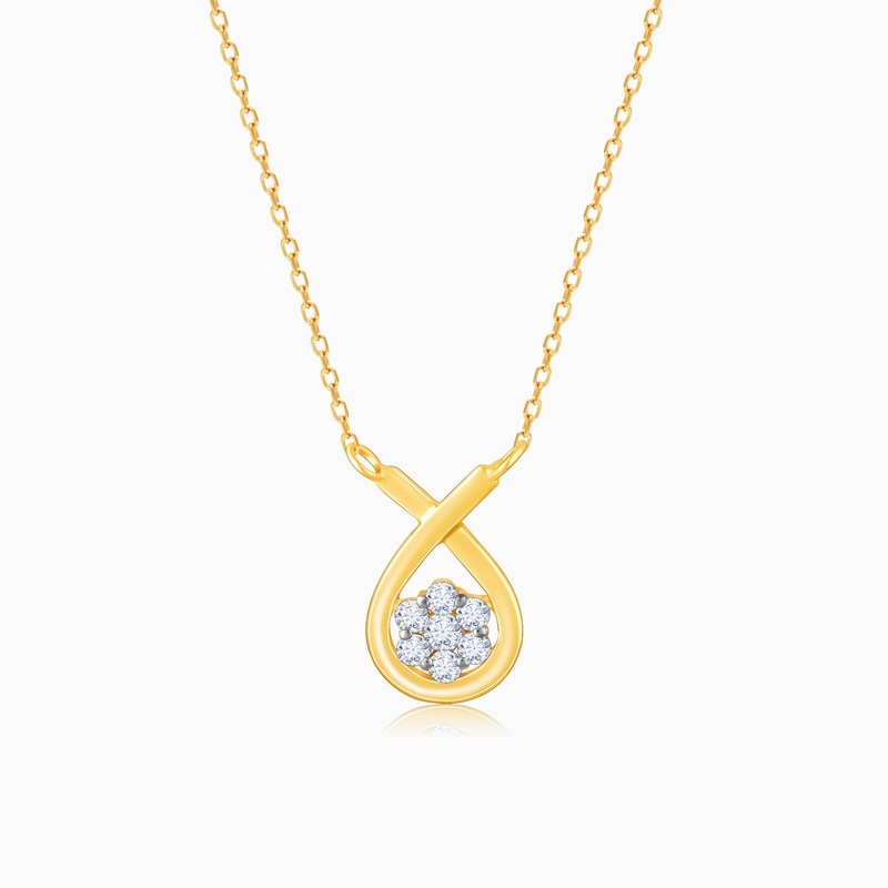 Gold Cradle Knot Diamond Necklace
