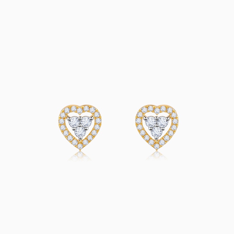 Gold Heartlet Diamond Earrings