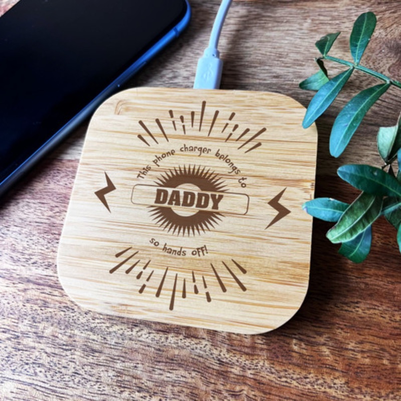 Phone Charger Belongs To Daddy Personalised Square Wireless Phone Charger Pad – The Card Zoo