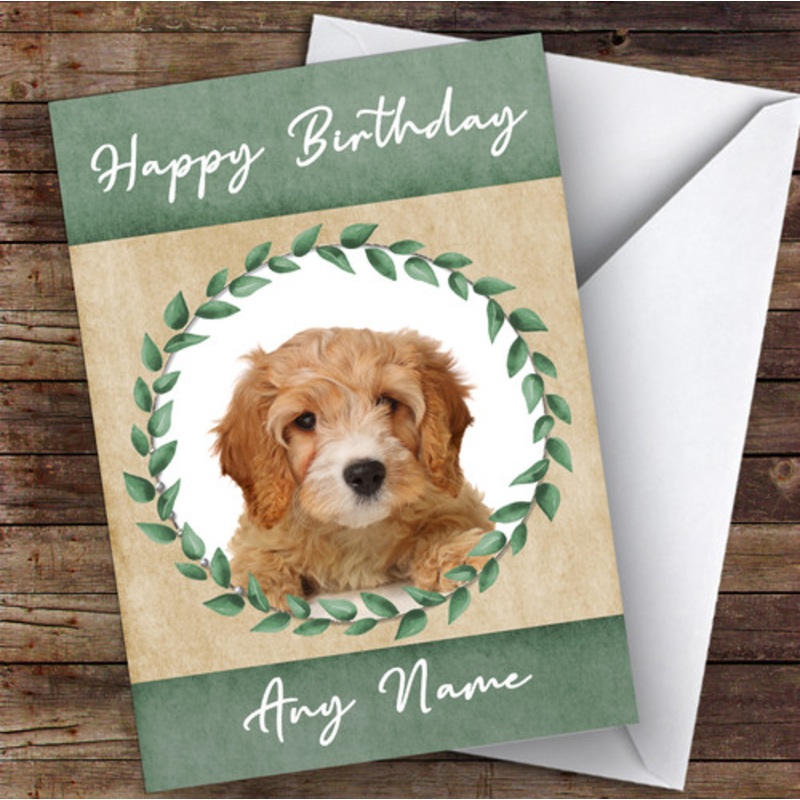 Cavapoo Dog Green Animal Personalised Birthday Card – The Card Zoo