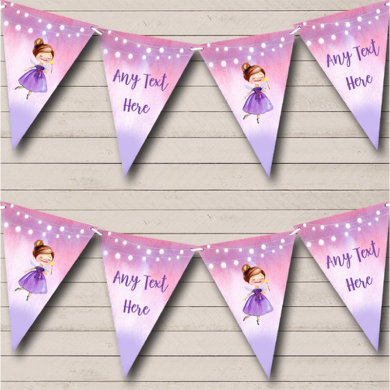 Fairy Pink Purple Personalised Children’s Party Bunting – The Card Zoo