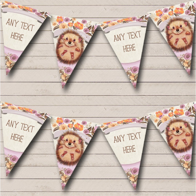 Floral Baby Woodland Hedgehog Personalised Children’s Party Bunting – The Card Zoo