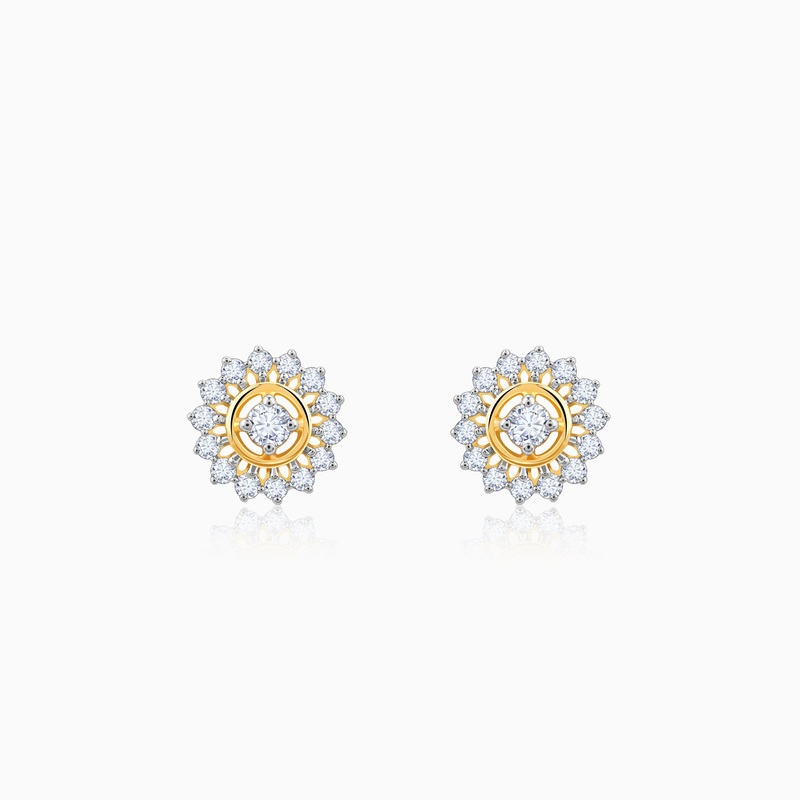Gold Flower Power Lab Grown Diamond Stud Earrings